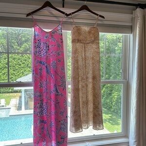 2 Lilly Pulitzer dresses verica silk size 4, jorgian linen size 6
